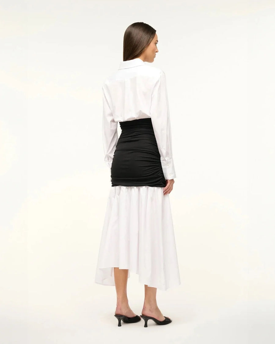 staud ellis dress in black and white on figure back