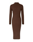 STINE GOYA Long Sleeve Turtleneck Knit Dress Coffee Brown isolated back