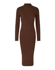 STINE GOYA Long Sleeve Turtleneck Knit Dress Coffee Brown isolated front