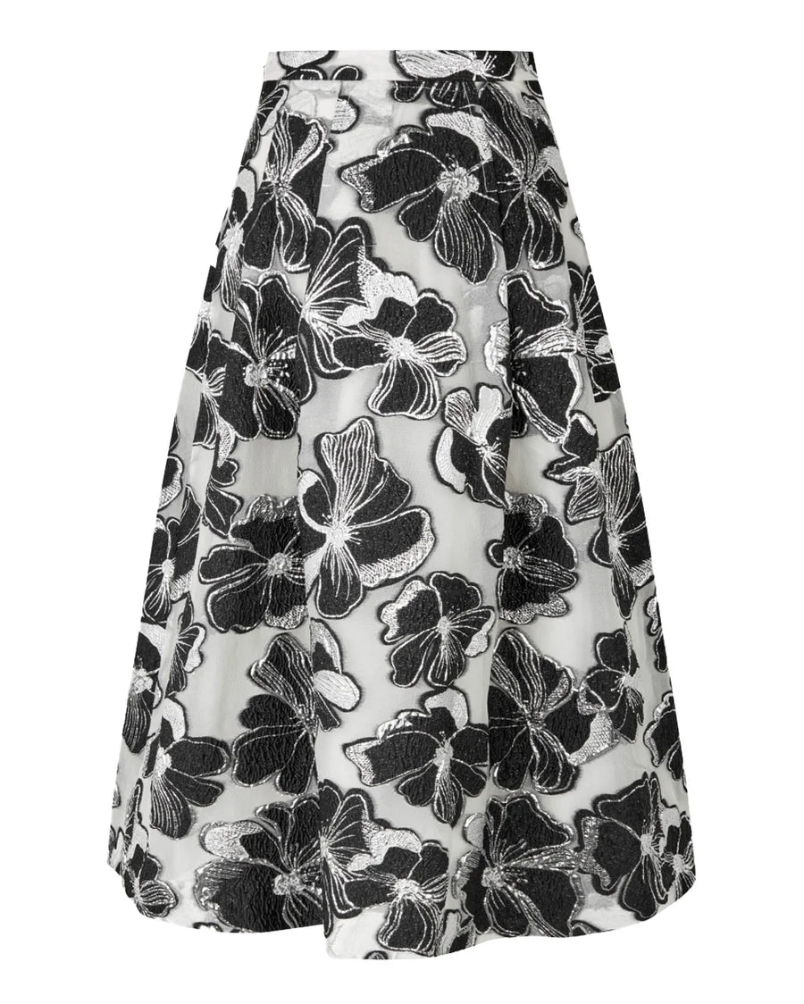 STINE GOYA Voluminous Midi Skirt Anemone Jacquard back isolated