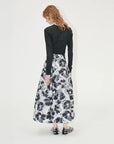 STINE GOYA Voluminous Midi Skirt Anemone Jacquard on figure back