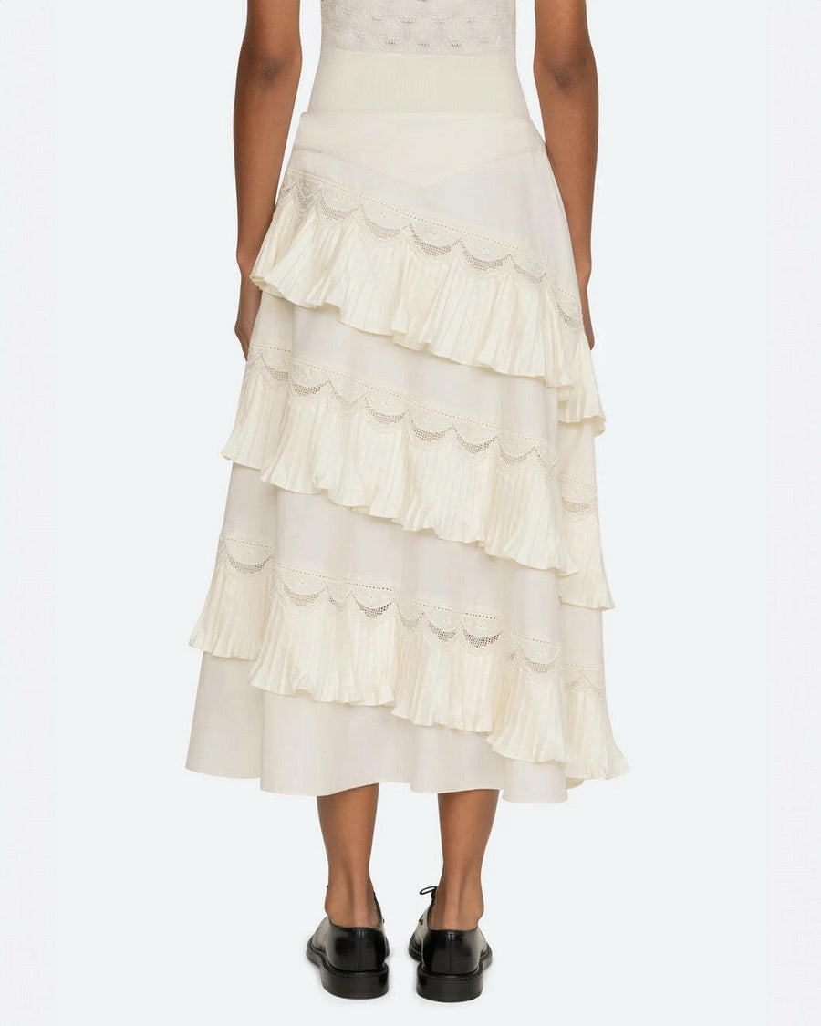 sea ny Antonina Tiered Skirt cream on figure back