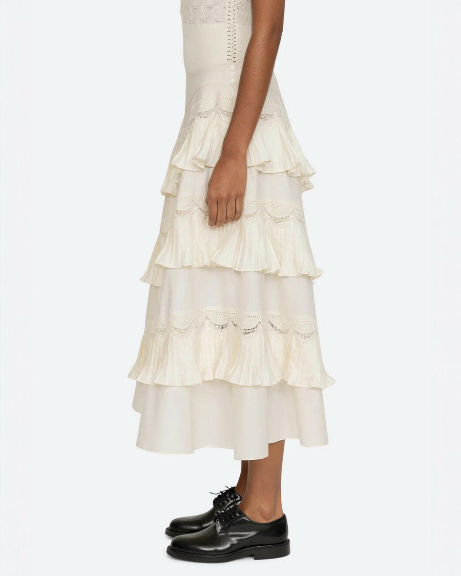 sea ny Antonina Tiered Skirt cream on figure side