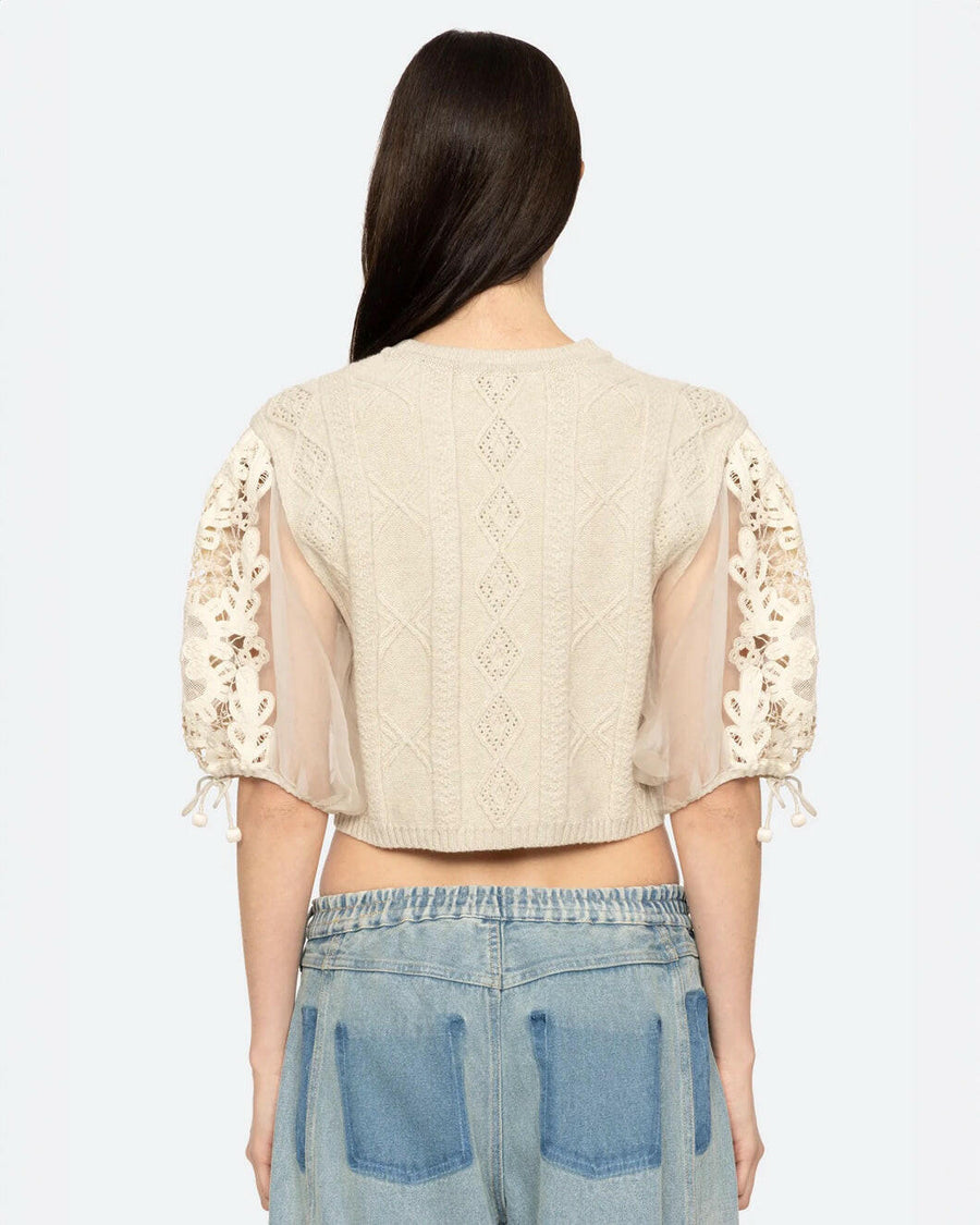 sea ny bente embroidery combo sweater cream on figure back