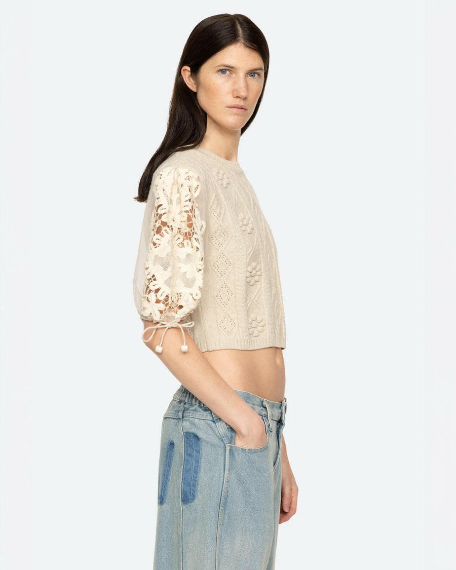 sea ny bente embroidery combo sweater cream on figure side