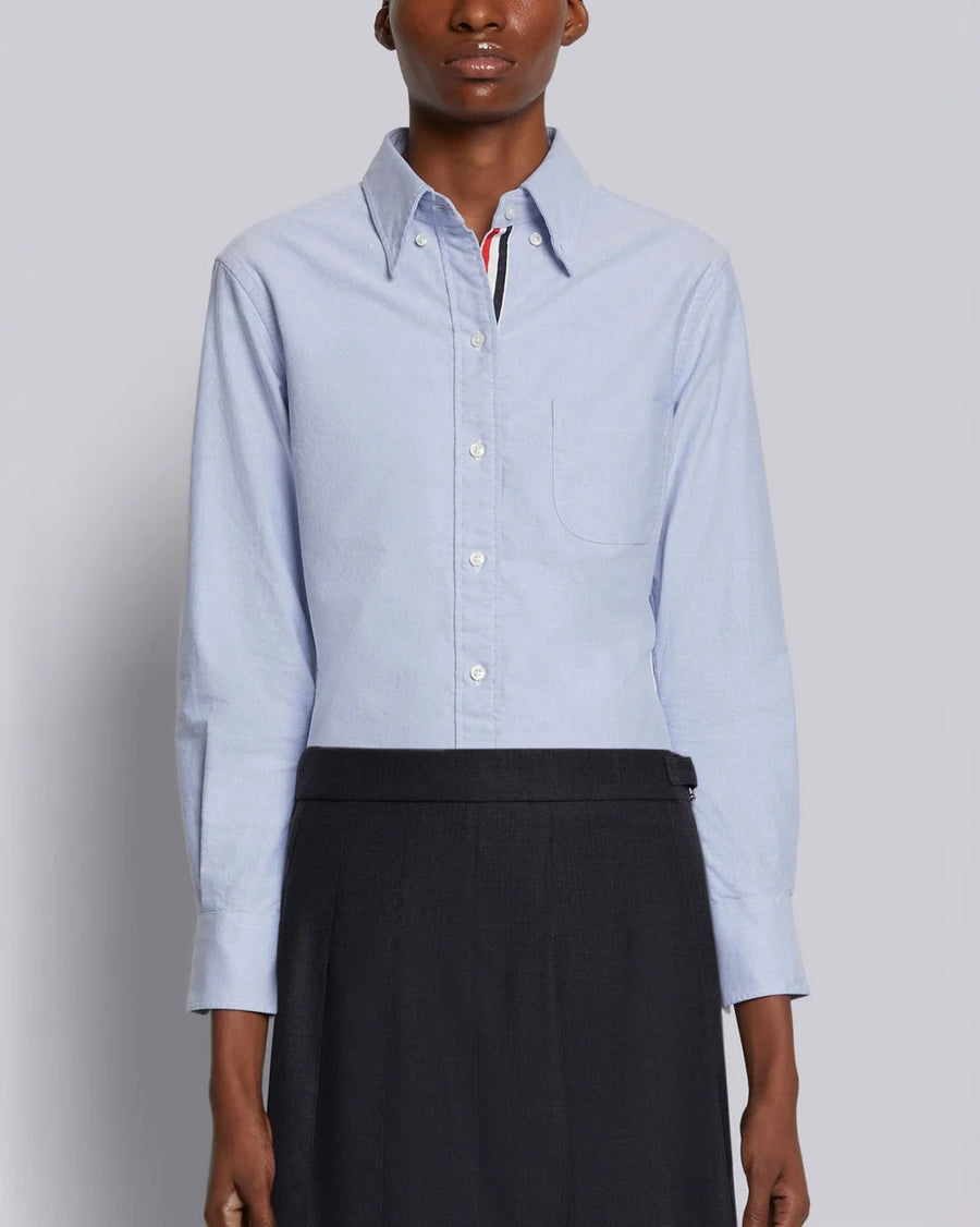 THOM BROWNE Classic Point Collar Shirt Light Blue on figure front