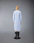 THOM BROWNE Knee Length Point Collar Shirtdress Light Blue on figure back