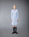 THOM BROWNE Knee Length Point Collar Shirtdress Light Blue on figure front