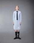 THOM BROWNE Knee Length Point Collar Shirtdress Light Blue on figure front