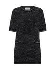 THOM BROWNE eyelast Tweed Jacquard Mini Dress black front isolated