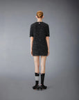 THOM BROWNE eyelast Tweed Jacquard Mini Dress black on figure back