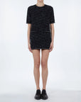 THOM BROWNE eyelash Tweed Jacquard Mini Dress black on figure front