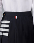 THOM BROWNE Below Knee Dropped Back Pleated Skirt Navy on figure back detail