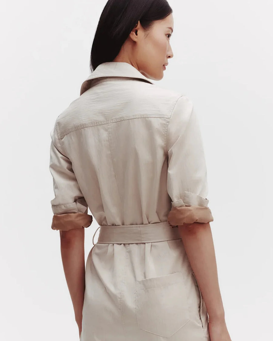 TWP all night long jumpsuit limestone on figure back detail