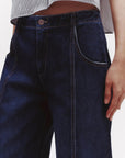 TWP Dancing in The Dark Jean Dark Wash on figure front detail