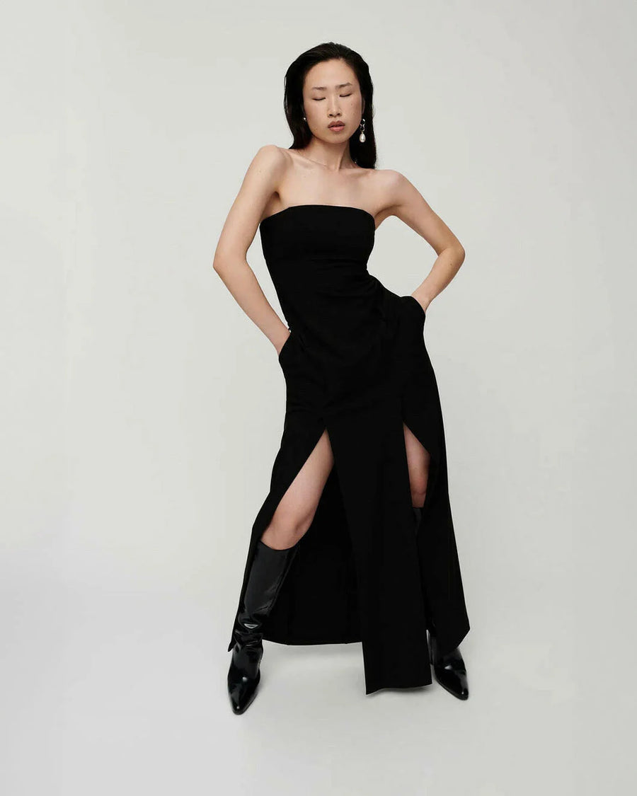 aaizel double split maxi dress black figure front