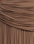 acler Atterly Maxi Dress sepia brown on figure front detail