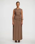 acler Atterly Maxi Dress sepia brown on figure front