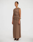 acler Atterly Maxi Dress sepia brown on figure side