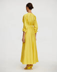 acler Newmore Midi Dress citrine yellow on figure back