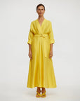 acler Newmore Midi Dress citrine yellow on figure front