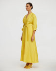 acler Newmore Midi Dress citrine yellow on figure side