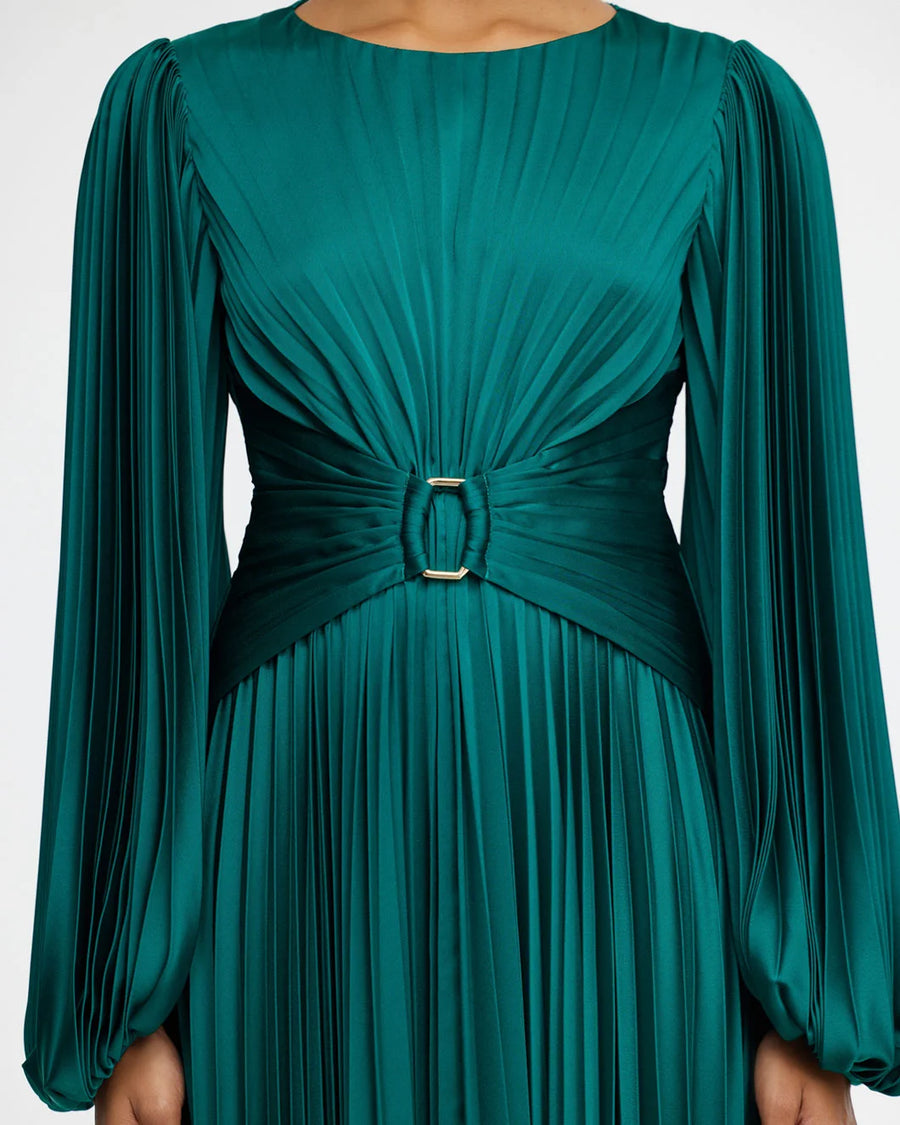 acler Norseman Midi Dress myrtle green on figure front detail