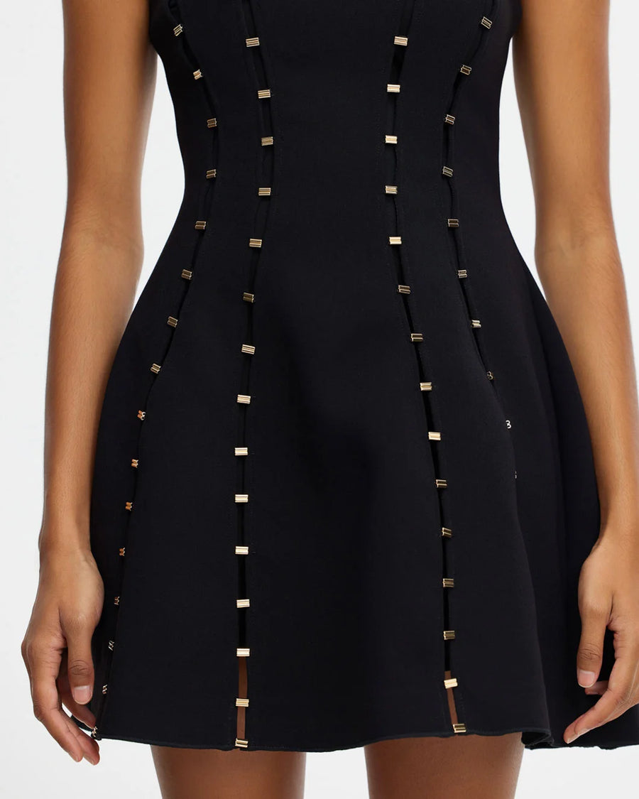 acler Rossgreen Mini Dress black on figure front detail