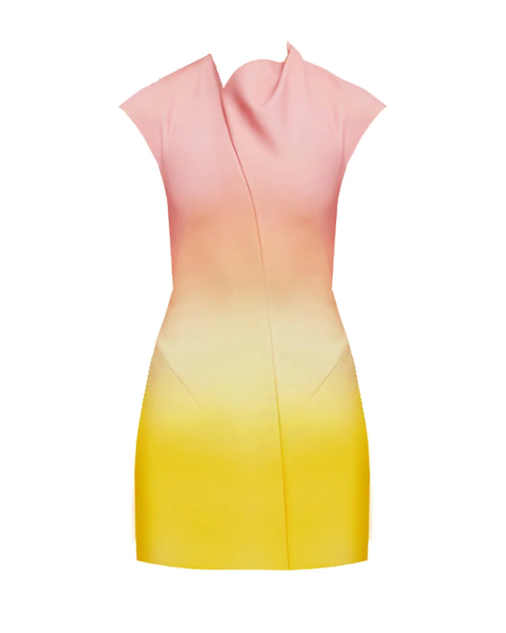 acler Warfield Mini Dress rising sun ombre pink and yellow