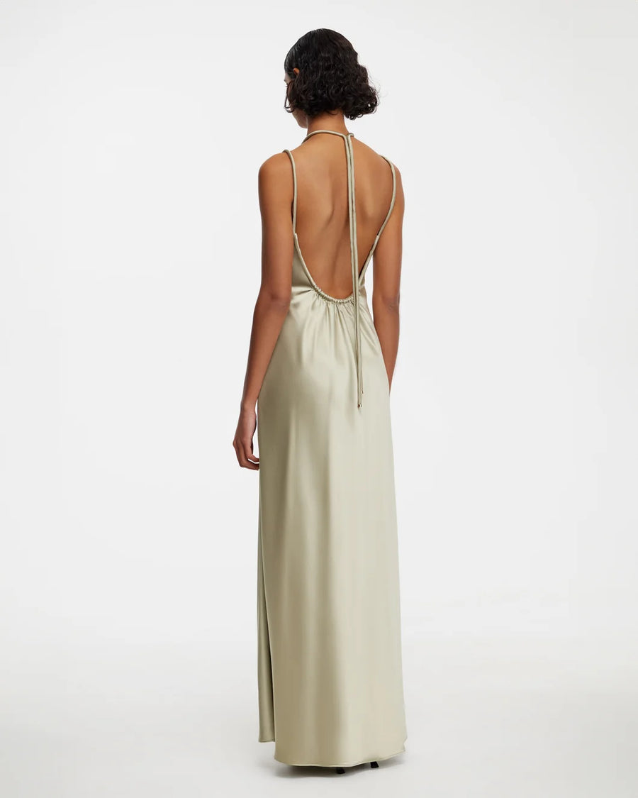 acler Woodlake Maxi Dress stone beige on figure back