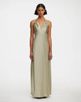 acler Woodlake Maxi Dress stone beige on figure front