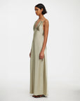 acler Woodlake Maxi Dress stone beige on figure side