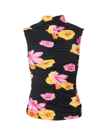 acler hilton top black poppy floral