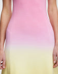 acler orkney midi dress rising sun ombre pink and yellow on figure front detail