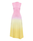 acler orkney midi dress rising sun ombre pink and yellow