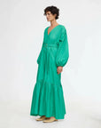 acler springer maxi dress green on figure side