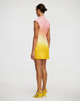 acler Warfield Mini Dress rising sun ombre pink and yellow on figure back