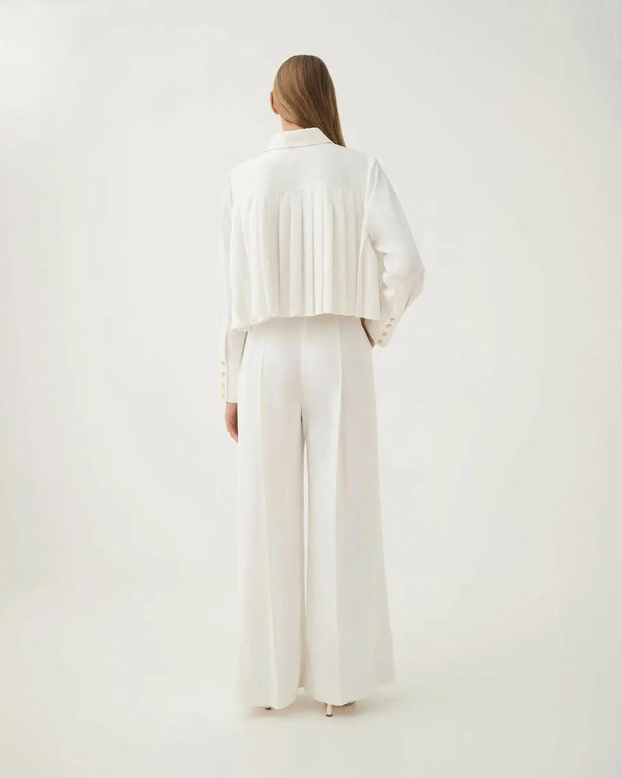 aje estrade pleated pant ivory white on figure back