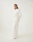 aje estrade pleated pant ivory white on figure side