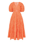 aje Florential Text Midi Dress apricot orange