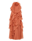 aje Pandorea Layered Maxi Dress coral clay