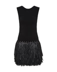 aje Rushes Raffia Knit Mini Dress black