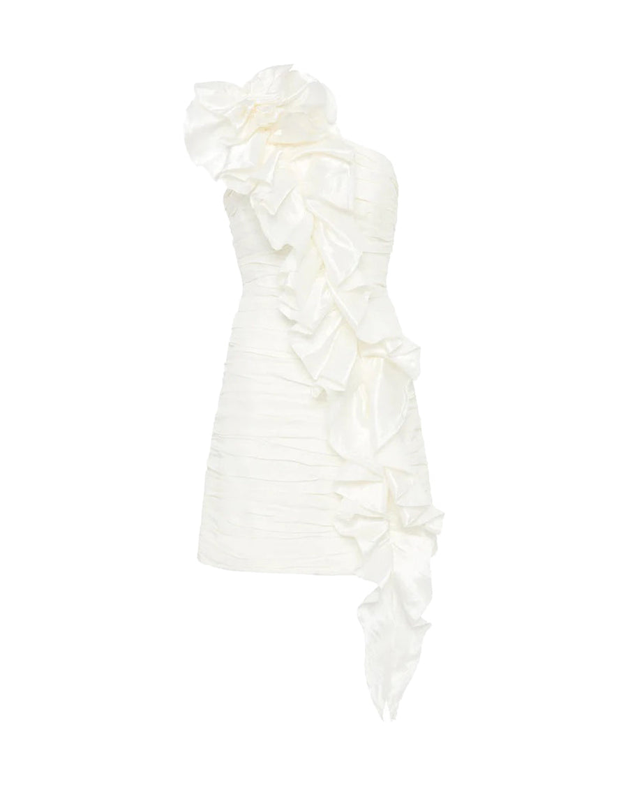 aje adelua ruffle mini dress white  front