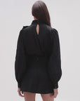aje aura frilled tie blouse black figure back
