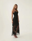 aje Wilder Knit Maxi Skirt black on figure side