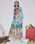 alemais All Aboard Shirtdress multi blue print on figure front