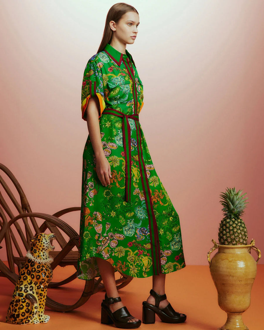 alemais Fiesta Shirtdress green print on figure side