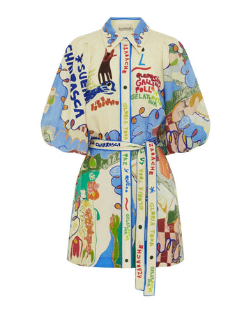 alemais Nadia Mini Shirtdress multi print blue