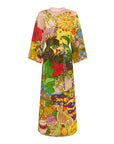 alemais tiger midi dress floral multi pink yellow and green