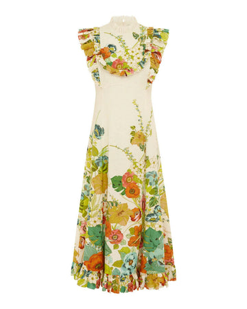 alemais constance midi dress cream floral